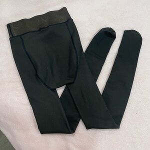 Fleece lined Black Tights with Elastic Waistband